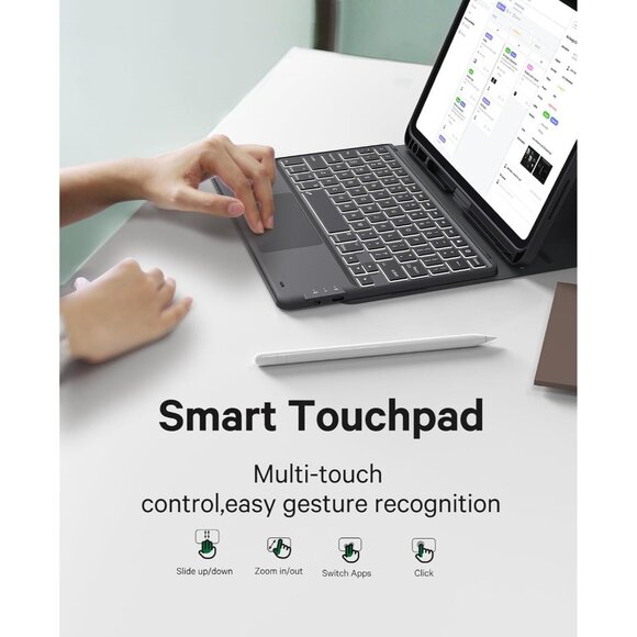 iPad Pro 11" M5/M4 Keyboard Case (2025/24) Detachable, 7-Color Backlit - Picture 5 of 10